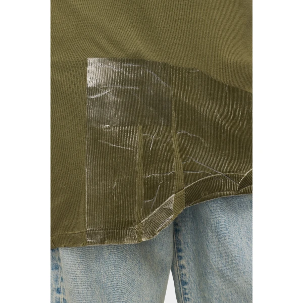 Maison Margiela Taped Rib Mini Dress in Olive | Mini Dresses | Luxury Shoes 