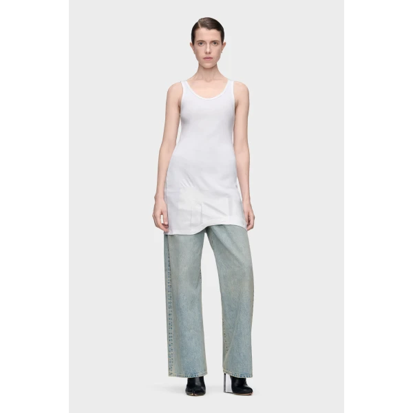 Maison Margiela Taped Rib Mini Dress in White | Mini Dresses | Luxury Shoes 