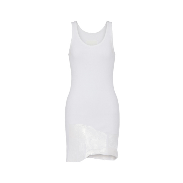 Maison Margiela Taped Rib Mini Dress in White | Luxury Shoes 