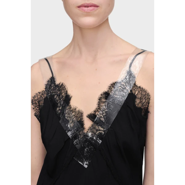 Maison Margiela Taped Slip Dress in Black | Midi Dresses | Luxury Shoes 
