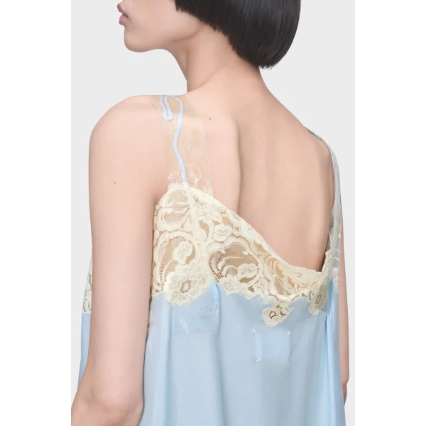 Maison Margiela Taped Slip Dress in Light Blue | Mini Dresses | Luxury Shoes 