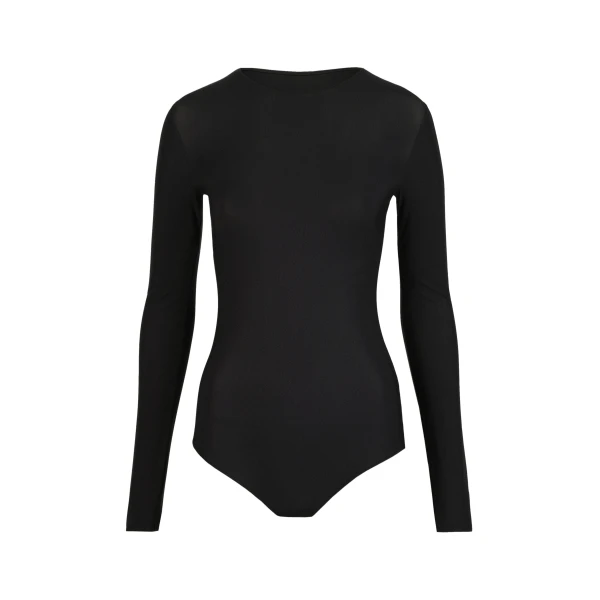 Technical Jersey Crew-Neck Bodysuit in Black