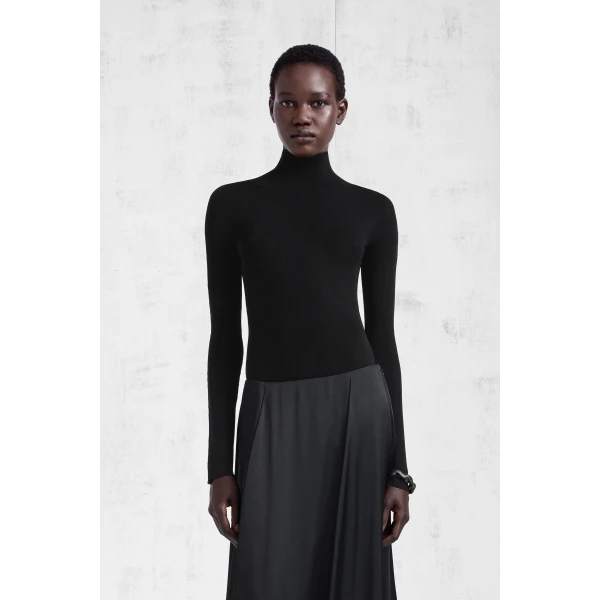 Maison Margiela Technical Jersey Turtleneck Bodysuit in Black | Bodysuit | Luxury Shoes 