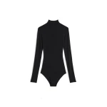 Maison Margiela Technical Jersey Turtleneck Bodysuit in Black | Luxury Shoes 