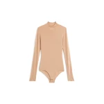 Maison Margiela Technical Jersey Turtleneck Bodysuit in Nude | Luxury Shoes 