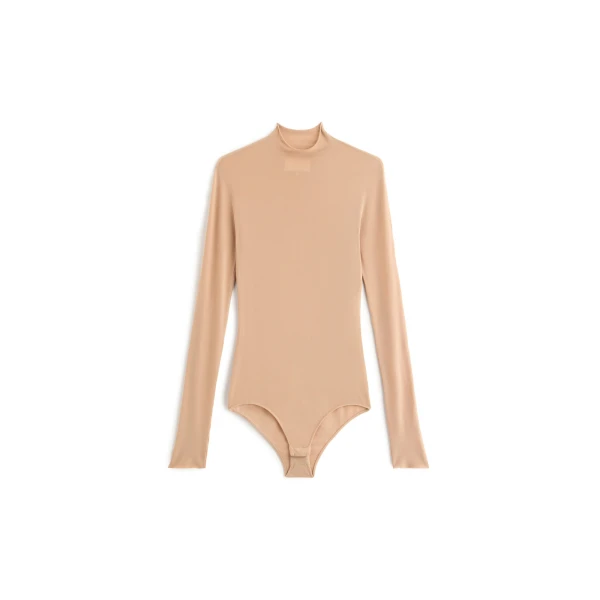 Technical Jersey Turtleneck Bodysuit in Nude