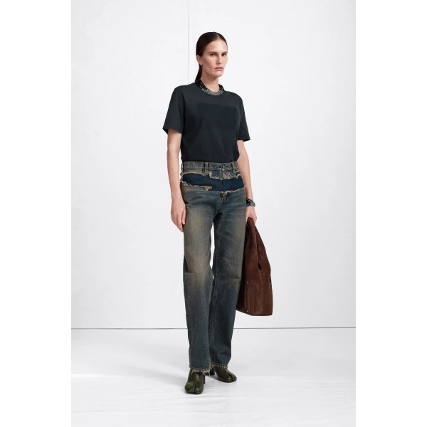 Maison Margiela Tonal Patch Cotton Jersey T-Shirt in Black | T-shirts | Luxury Shoes 