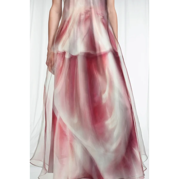 Maison Margiela Trompe L'oeil Organza Slip Dress in Multicolour | Midi Dresses | Luxury Shoes 