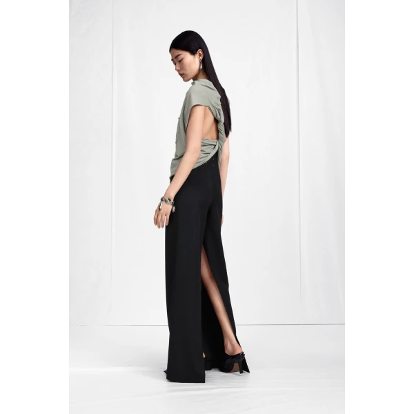 Maison Margiela Twisted Back Cotton Top in Sage Green | Tops | Luxury Shoes 