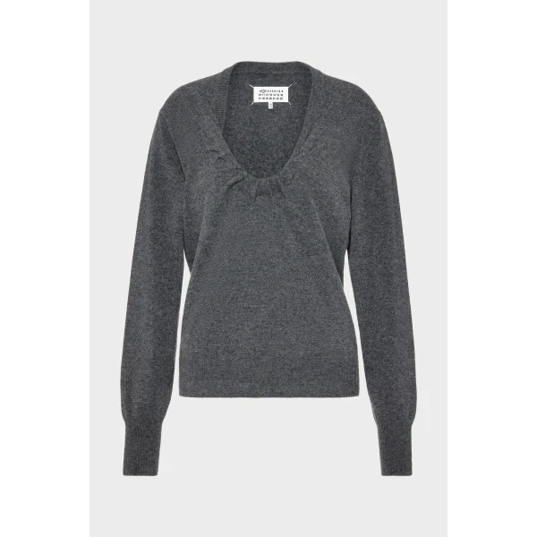 Maison Margiela Twisted Knit Crewneck Sweater in Grey | Sweaters | Luxury Shoes 