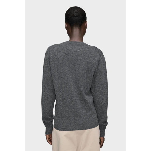 Maison Margiela Twisted Knit Crewneck Sweater in Grey | Sweaters | Luxury Shoes 
