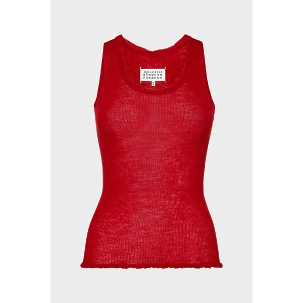 Maison Margiela Twisted Knit Tank Top in Red | Sleeveless | Luxury Shoes 