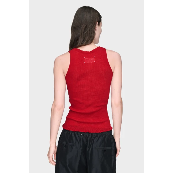 Maison Margiela Twisted Knit Tank Top in Red | Sleeveless | Luxury Shoes 