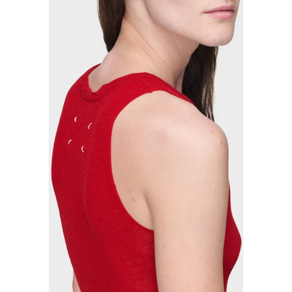 Maison Margiela Twisted Knit Tank Top in Red | Sleeveless | Luxury Shoes 