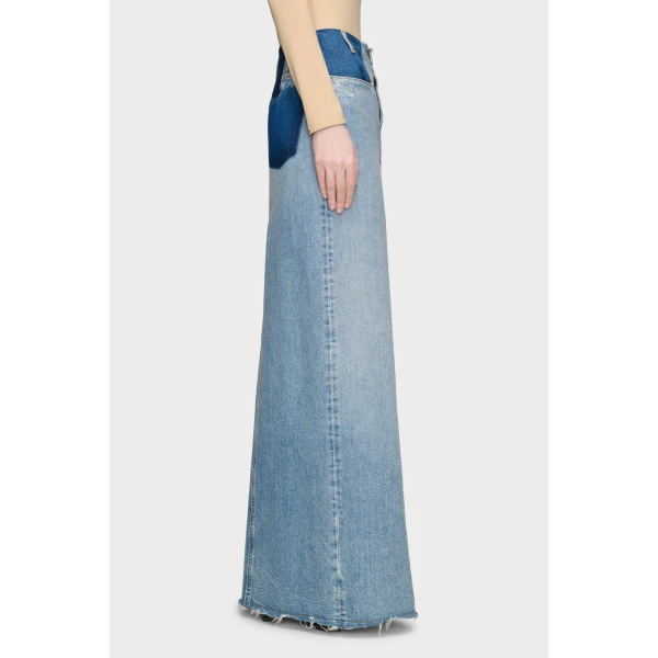 Maison Margiela Two-Tone Denim Maxi Skirt in Blue Jeans | Denim Skirts | Luxury Shoes 