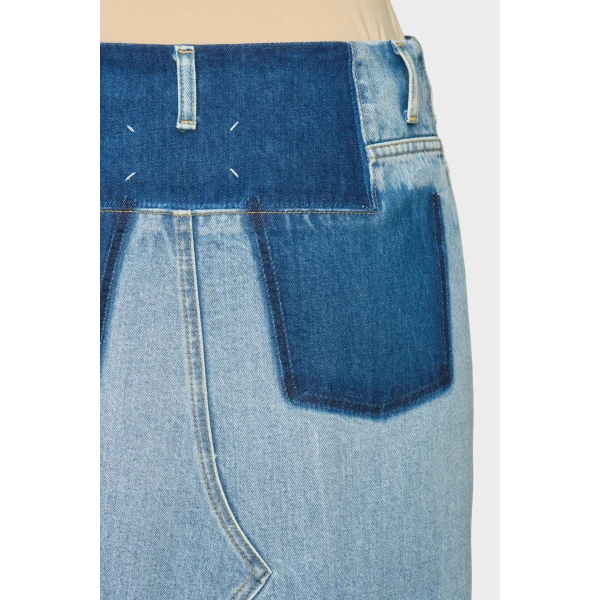 Maison Margiela Two-Tone Denim Maxi Skirt in Blue Jeans | Denim Skirts | Luxury Shoes 