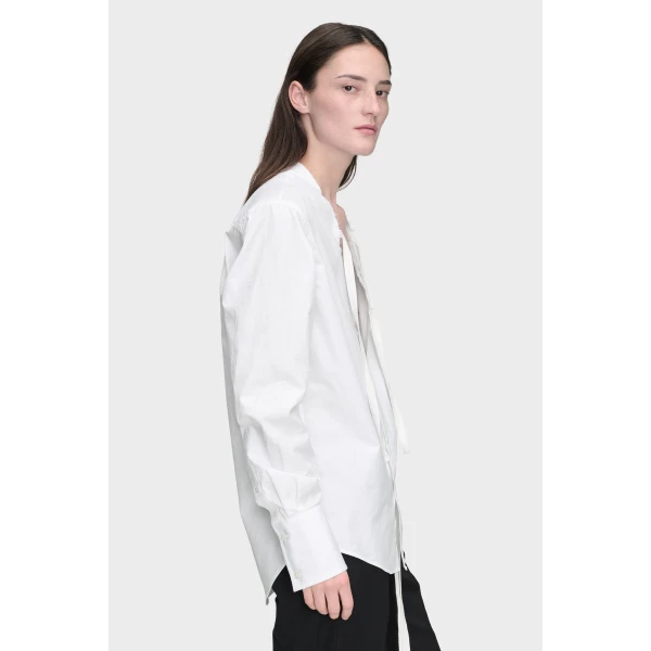 Maison Margiela V-Neck Cotton Shirt in White | Shirts | Luxury Shoes 