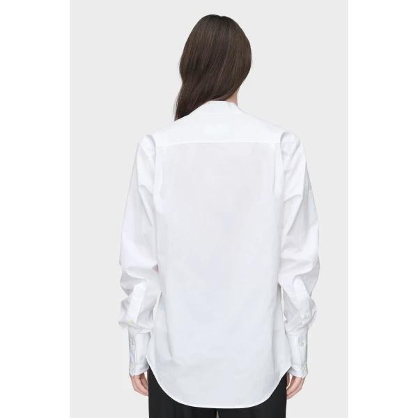 Maison Margiela V-Neck Cotton Shirt in White | Shirts | Luxury Shoes 
