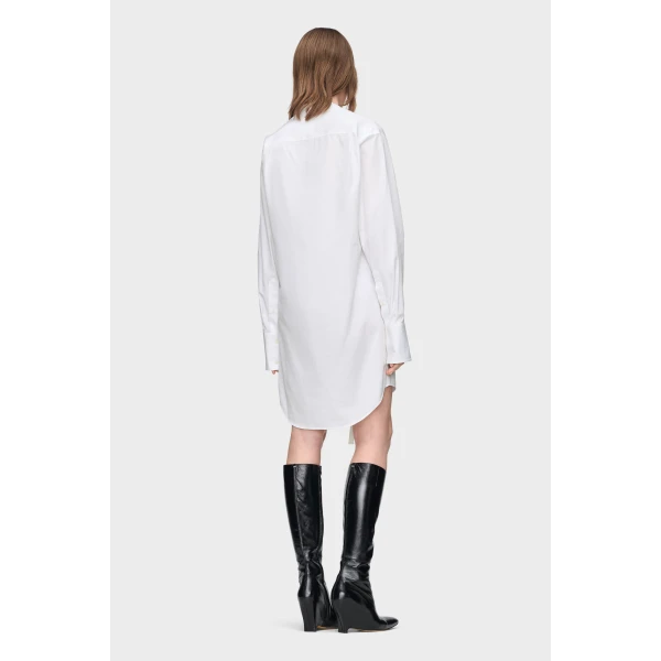 Maison Margiela V-Neck Shirt Dress in White | Midi Dresses | Luxury Shoes 