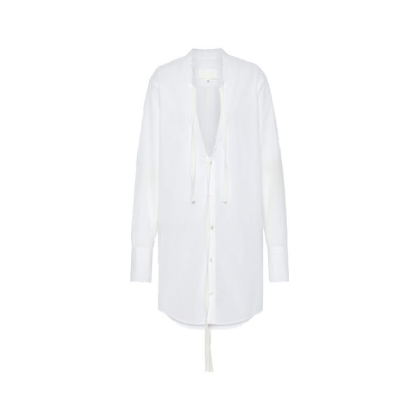Maison Margiela V-Neck Shirt Dress in White | Luxury Shoes 