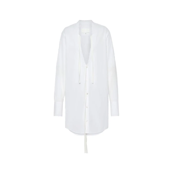 Maison Margiela V-Neck Shirt Dress in White | Luxury Shoes 