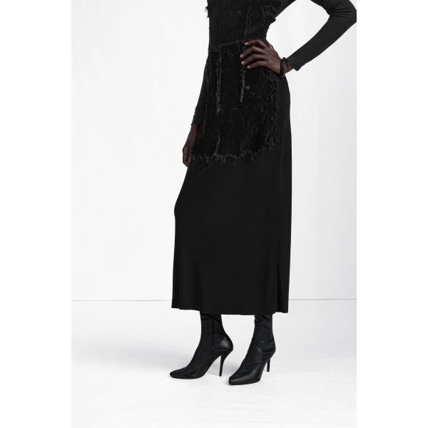 Maison Margiela Velvet Panel Maxi Skirt in Black | Maxi Skirts | Luxury Shoes 