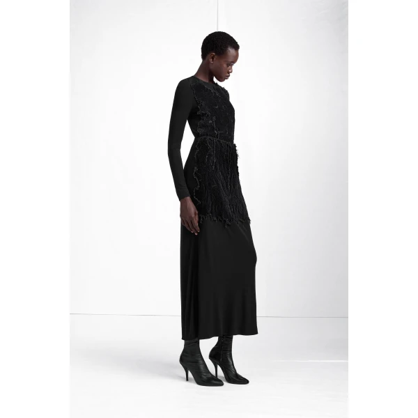 Maison Margiela Velvet Panel Maxi Skirt in Black | Maxi Skirts | Luxury Shoes 