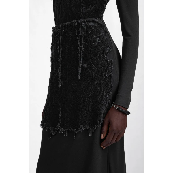 Maison Margiela Velvet Panel Maxi Skirt in Black | Maxi Skirts | Luxury Shoes 