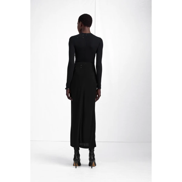Maison Margiela Velvet Panel Maxi Skirt in Black | Maxi Skirts | Luxury Shoes 