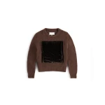 Maison Margiela Velvet-Panel Wool Sweater in Brown | Luxury Shoes 