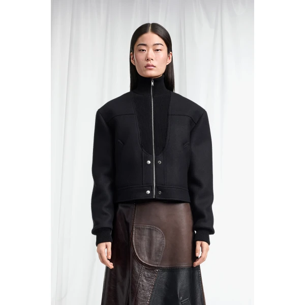 Maison Margiela Virgin Wool Bomber Jacket in Black | Jackets | Luxury Shoes 