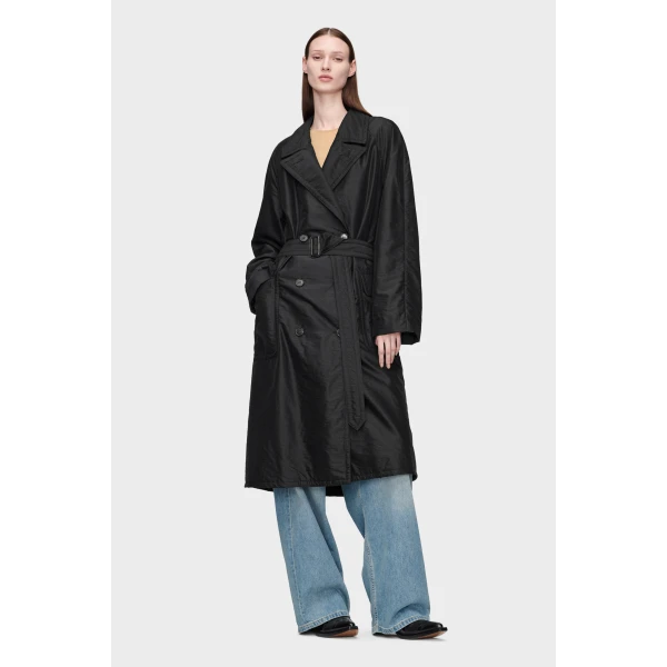 Maison Margiela Virgin Wool Double-Breasted Coat in Black | Wool Coat | Luxury Shoes 