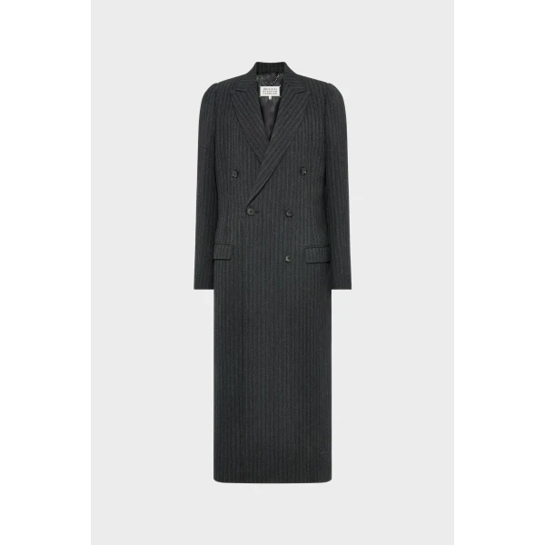 Maison Margiela Virgin Wool Long Coat in Black | Wool Coat | Luxury Shoes 
