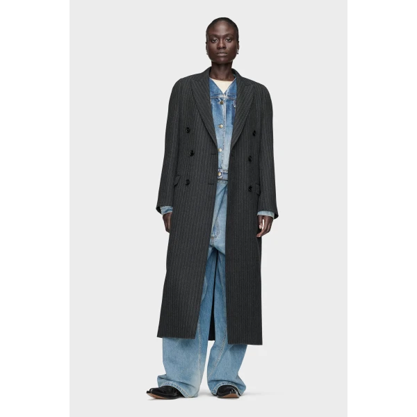 Maison Margiela Virgin Wool Long Coat in Black | Wool Coat | Luxury Shoes 