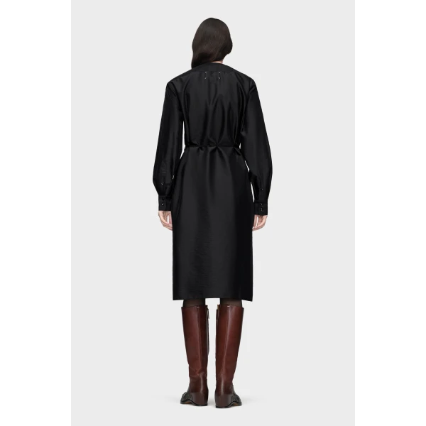 Maison Margiela Virgin Wool Midi Shirt Dress in Black | Midi Dresses | Luxury Shoes 