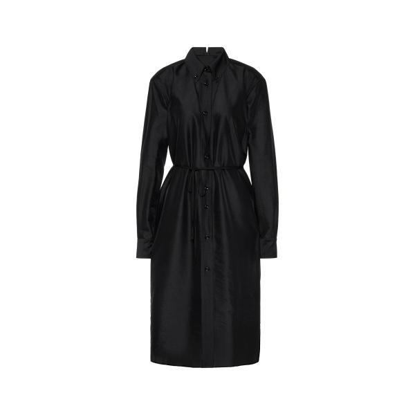 Maison Margiela Virgin Wool Midi Shirt Dress in Black | Luxury Shoes 