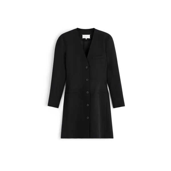 Virgin Wool Mini Dress in Black