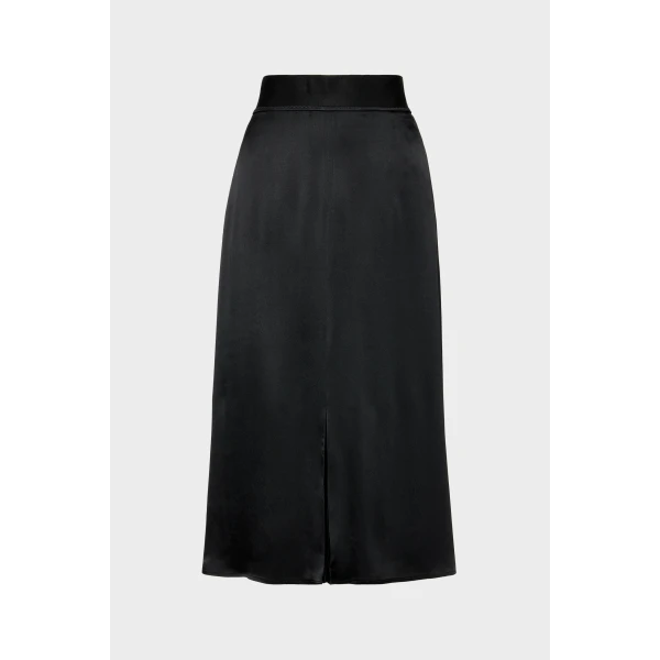 Maison Margiela Washed Silk Satin Midi Skirt in Black | Midi Skirts | Luxury Shoes 
