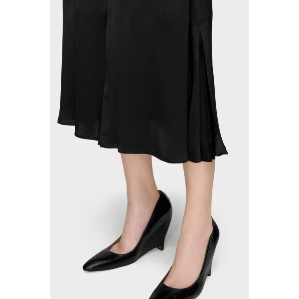 Maison Margiela Washed Silk Satin Midi Skirt in Black | Midi Skirts | Luxury Shoes 