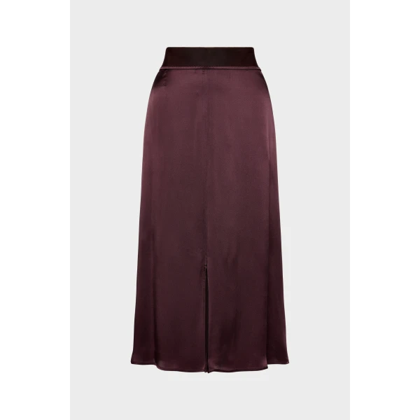 Maison Margiela Washed Silk Satin Midi Skirt in Plum Purple | Midi Skirts | Luxury Shoes 