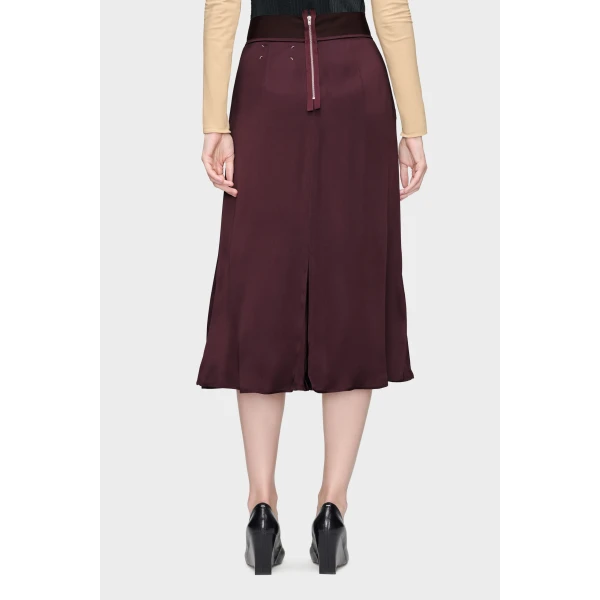 Maison Margiela Washed Silk Satin Midi Skirt in Plum Purple | Midi Skirts | Luxury Shoes 