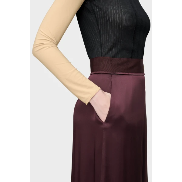 Maison Margiela Washed Silk Satin Midi Skirt in Plum Purple | Midi Skirts | Luxury Shoes 