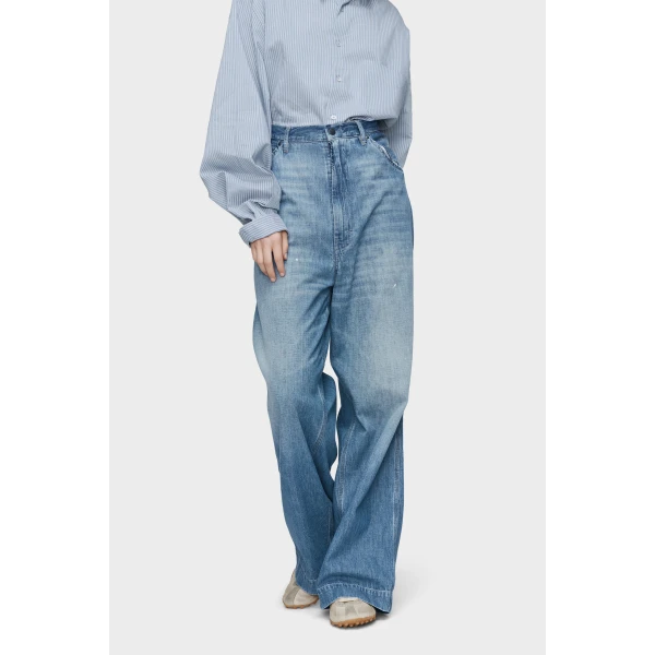 Maison Margiela Wide-Leg Jeans in Vintage Medium Blue | Denim | Luxury Shoes 