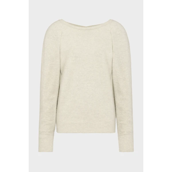 Maison Margiela Wide-Neck Wool Knit Top in Light Grey | Sweaters | Luxury Shoes 