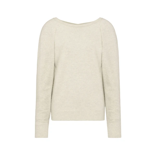 Maison Margiela Wide-Neck Wool Knit Top in Light Grey | Luxury Shoes 
