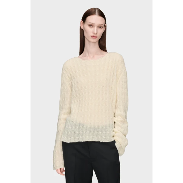 Maison Margiela Wool Cashmere Crewneck in Ecru | Sweaters | Luxury Shoes 