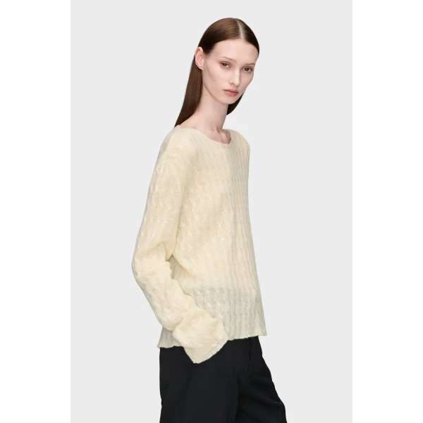 Maison Margiela Wool Cashmere Crewneck in Ecru | Sweaters | Luxury Shoes 