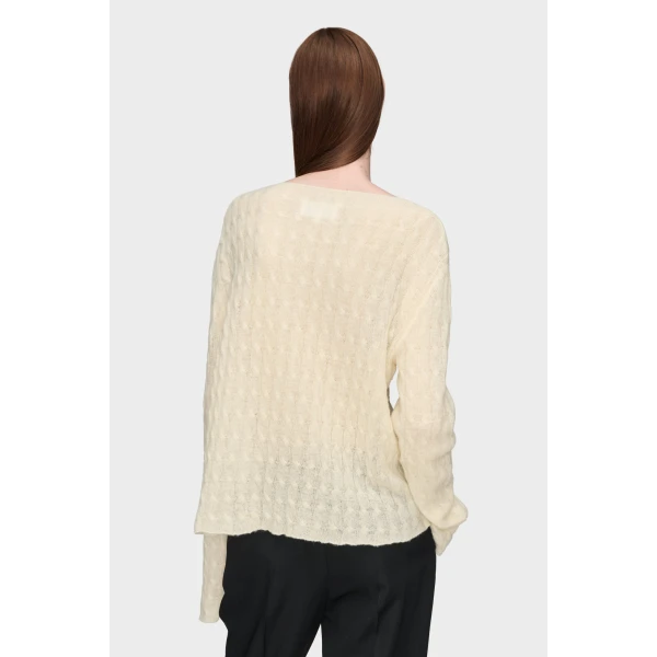 Maison Margiela Wool Cashmere Crewneck in Ecru | Sweaters | Luxury Shoes 