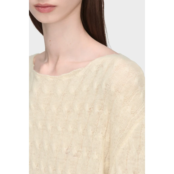 Maison Margiela Wool Cashmere Crewneck in Ecru | Sweaters | Luxury Shoes 