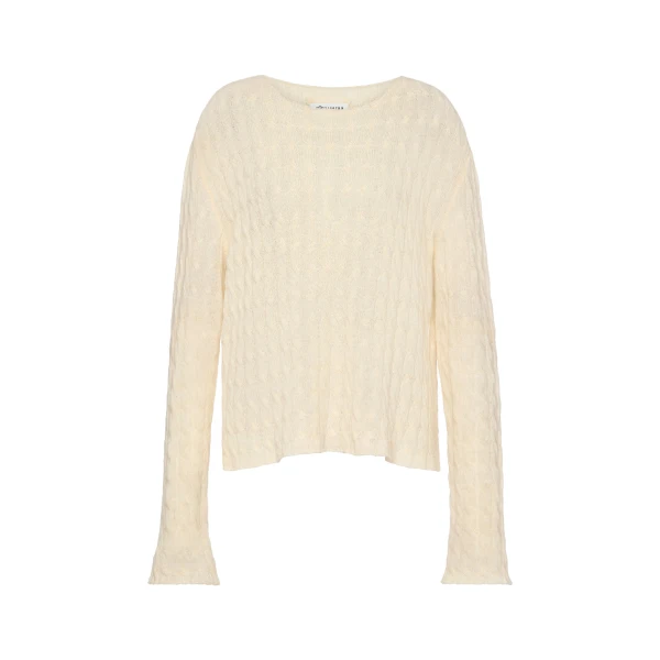 Wool Cashmere Crewneck in Ecru